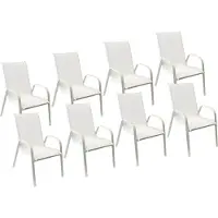 Happy Garden Lot de 8 chaises MARBELLA en textilène blanc - aluminium blanc