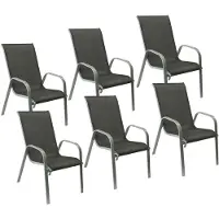 Happy Garden Lot de 6 chaises MARBELLA en textilène gris - aluminium gris