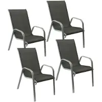 Happy Garden Lot de 4 chaises MARBELLA en textilène gris - aluminium gris