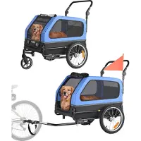 Vevor Remorque pour chien , jusqu'à 40 kg, remorque de vélo 2 en 1 pour petits et grands chiens, cadre pliable avec roues, attelage universel pour vélo, drapeau inclus, laisse interne, 1380x755x800 mm