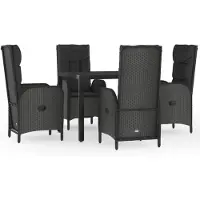 vidaXL Ensemble de jardin 5 pièces avec coussins Noir Poly Rattan
