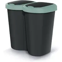 Prosperplast Poubelle Compacta B Duo vert/noir capacité 40L un compartiment deux couvercles montage mural NDBS40-5575C_S411