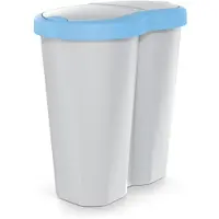 Prosperplast Corbeille à déchets Compacta R Duo bleue/ash capacité 40L un compartiment deux couvercles NDRF40-2717C_427C