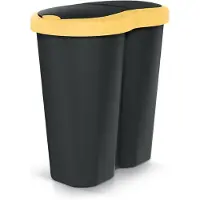 Prosperplast Corbeille à déchets Compacta R Duo jaune/noir capacité 40L un compartiment deux couvercles NDRF40-1215C_S411