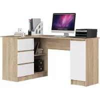 Akord Bureau d'angle B20 Chêne Sonoma Blanc - Élégant et fonctionnel avec rangement