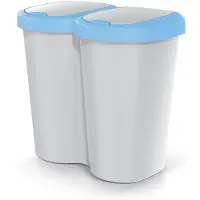Prosperplast Poubelle Compacta B Duo bleu/ashmir capacité 40 l un compartiment deux couvercles montage mural NDBS40-2717C_427C