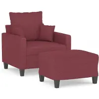 vidaXL Fauteuil avec pouf vin rouge 60 cm Tissu