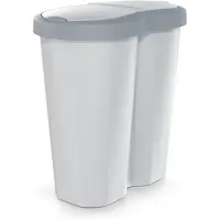 Prosperplast Corbeille à déchets Compacta R Duo gris/gris cendré capacité 40L un compartiment deux couvercles NDRF40-429U_427C