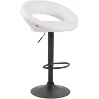 CLP Tabouret de bar Olinda en similicuir, réglable en hauteur et pivotant, blanc, structure noire