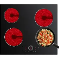 CDV Table vitrocéramique 60 cm encastrable Table de cuisson électrique 4 zones 9 niveaux Touch Control 6000 W CDVER604