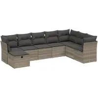 vidaXL Ensemble de jardin canapé 8 pièces avec coussins gris clair Poly rotin