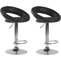 CLP 2 chaises de bar Olinda - revêtement en similicuir, structure chromée - couleur noire