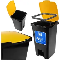Kadax Poubelle à pédale 45 litres, Poubelle avec pédale et couvercle, Grande poubelle pour le tri des déchets, Poubelle à pédale en plastique, Poubelle avec pédale (jaune)