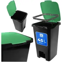 Kadax Poubelle à pédale 45 litres, Poubelle avec pédale et couvercle, Grande poubelle pour le tri des déchets, Poubelle à pédale en plastique, Poubelle avec pédale (vert)