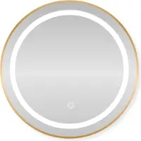 Sensahome Miroir de salle de bain rond à LED - Miroir mural à intensité variable avec éclairage - cadre métallique - 2700K/4500K/6400K - 60 cm - Or