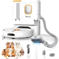 Teendow D20S Max+ Aspirateur robot avec soin des poils d'animaux - 3L dock auto-vidangeable, 6000Pa, fonction balayage, navigation LiDAR,App et vocale