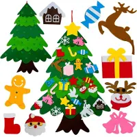 Zolta Arbre de Noël en feutre avec ornements Jouet cadeau de Noël pour enfants bricolage créatif