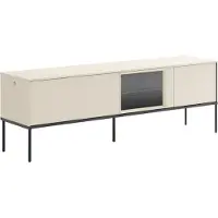 Selsey Bellezo - Buffet TV avec vitrine éclairée en verre 166 cm, Crème