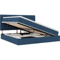 vidaXL Lit coffre à LED avec matelas, bleu, 200 x 200 cm, tissu