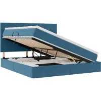 vidaXL Lit de rangement avec matelas bleu foncé 160 x 200 cm velours