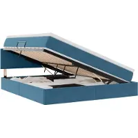 vidaXL Lit coffre à LED avec matelas, bleu foncé, 160 x 200 cm, velours