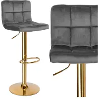 EHokery Arako Gold Graphite Velvet Bar Hocker