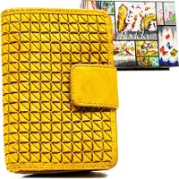 NAN Rovicky | Porte-monnaie gaufré pour femme, avec fenêtre photo, jaune, 9.5x13.5 cm