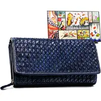 Rovicky | Porte-monnaie élégant pour femme, en cuir, marine, 17x10 cm