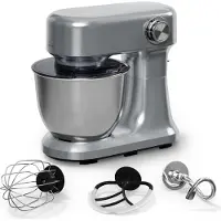 Klarstein Bella Evo Robot Pâtissier 1500W – 5L Bol Inox, 12 Vitesses, Système Planétaire, Pulse, Crochet, Fouet & Batteur, Robot Cuisine Multifonctions, Noir, Argent