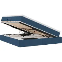 vidaXL Lit de rangement avec matelas Bleu 180 x 200 cm Polyester
