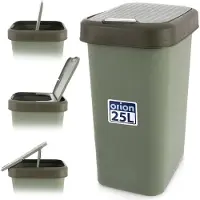 Orion | Poubelle - 25 L - Vert - Compacte avec couvercle rabattable - Idéale pour la salle de bain, le bureau et les petites cuisines - Corbeille à papier