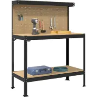 vidaXL Établi noir 114 x 54 x 145 cm en contreplaqué et métal