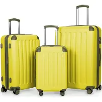Hauptstadtkoffer - Spree - Set de valises à coque dure Valises de voyage avec roulettes et extension Set de 3 pièces, TSA, 4 roulettes, Trolleys S M & L,Lemon