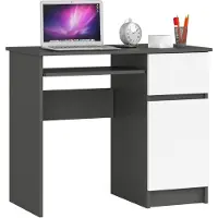 Akord Bureau D'Ordinateur Pixel PK Graphite/Blanc Ergonomique et Pratique pour Maison et Bureau