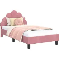 vidaXL Sommier de lit d'enfant avec tête de lit rose 80 x 160 cm velours