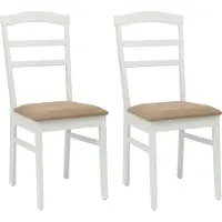 vidaXL - 2 chaises de salle à manger, en bois d'hévéa massif, blanches et marron
