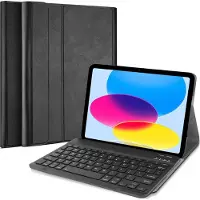 Cazy Coque Clavier Compatible avec iPad 2025 (11th Gen) / iPad 2022 (10th Gen) - Housse Clavie Amovible Clavier Bluetooth - Version: Qwerty