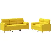 vidaXL Ensemble de canapés 2 pièces avec coussins Tissu jaune clair