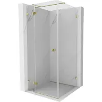 Mexen Lunar T cabine de douche pivotante gauche 80 x 80 cm, transparent, dorée - 834T-080-080-50-00-L