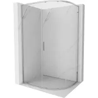 Mexen Cabine de douche asymétrique coulissante Exo demi-circulaire 90 x 80 cm, transparent, chromé - 8131-090-080-01-00