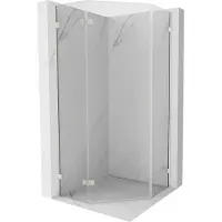 Mexen Lunar cabine de douche pentagonale pivotante gauche 80 x 80 cm, transparent, nickel brossé - 831-080L-080P-97-00-L