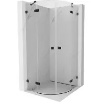 Mexen Cabine de douche semi-circulaire pivotante Lunar 80 x 80 cm, transparente, noire - 833-080L-080P-70-00