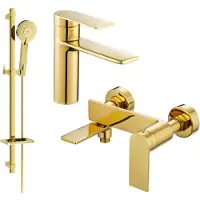 Mexen Zero SET mitigeur lavabo + bain avec accessoires DQ40, or (71103DQ40-50)