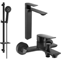 Mexen Alexa SET Mélangeur lavabo + bain avec accessoires DQ40, noir (71213DQ40-70)