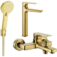 Mexen Lynx R40 Ensemble de robinets de lavabo et de baignoire avec accessoires, or (745913R40-50)