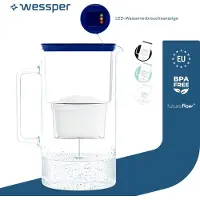 Wessper Carafe filtrante D2 BOROSILICATE futureflow 3 L, bleue – avec filtre AquaMax