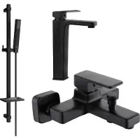 Mexen Cetus DQ77 Mélangeur lavabo et baignoire avec accessoires, noir (744313DQ77-70)