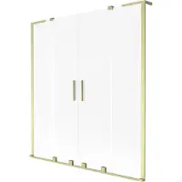 Mexen Velar L Duo paroi de douche baignoire 2 volets coulissants 150 x 150 cm, givre, or brossé - 896-150-003-32-55