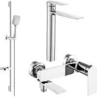 Mexen Zero SET Mélangeur lavabo + bain avec accessoires DS62, chromé (7113DS62-00)