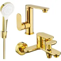 Mexen Milo R05 Mélangeur lavabo et baignoire avec accessoires, or (713053R05-50)